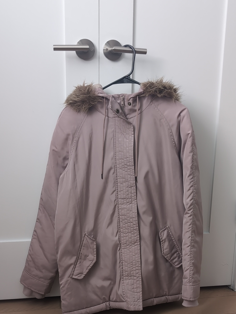 Old Navy Dusty Mauve Faux-Fur Trim Hooded Puffer Parka